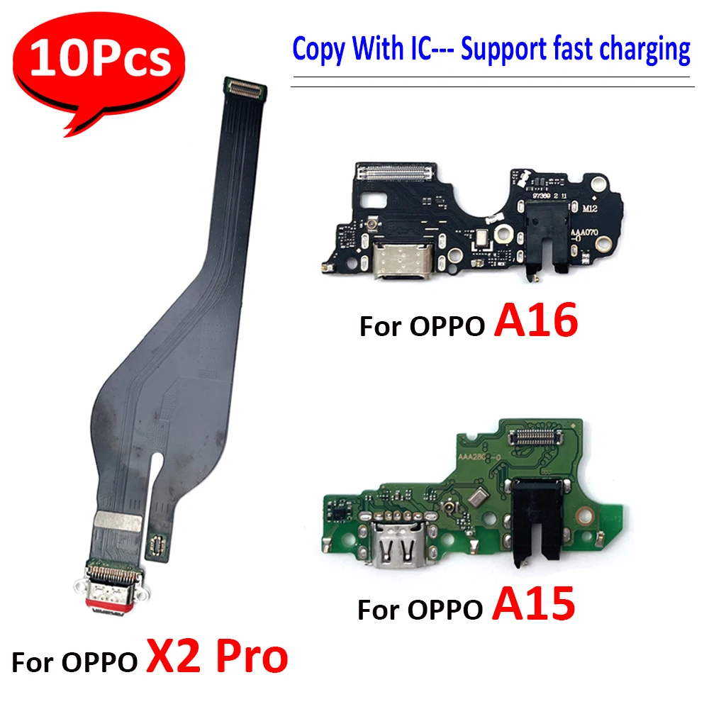 10Pcs，USB Charging Port Microphone Dock Connector Board Flex For OPPO A12 A17 A93 4G A92 A72 5G A15 A16 X2 Pro Realme C21Y C25Y