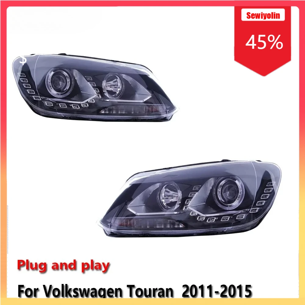 

Автомобильные светодиодные фары, автомобильные детали для Volkswagen Touran 2011-2015, противотуманные DRL, стоп-сигнал, указатель поворота, Plug and Play