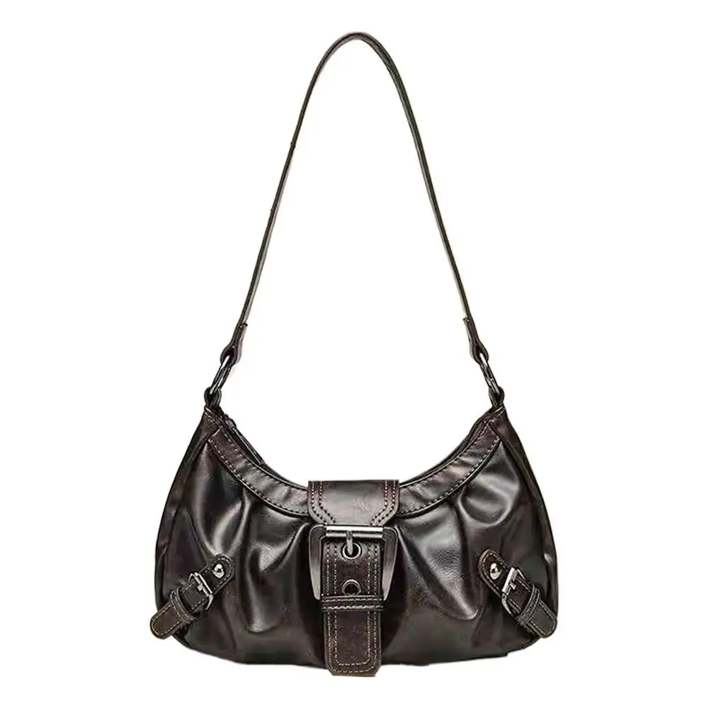 Y2K Retro Plissierte Hobo-Schultertasche für Damen, Bestseller im Maillard-Stil, Unterarmtasche, Clutch-Handtasche für Reisen, Arbeit und Shopping – Detail 2