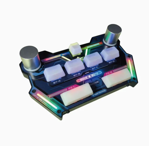 Mini SDVX Controller Gen 8 Rainbow – ESP32S3, Built-in Card Reader, Plug & Play Type-C, Compatible with Rhythm Game Simulators