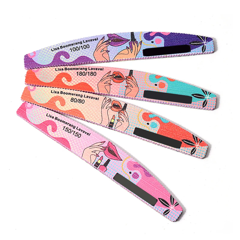 5pcs Colorful Lip Series Nail Files Professional Nail Files Reusable Double Sided Emery Board 100/180 Grit Nail Manicure Tools