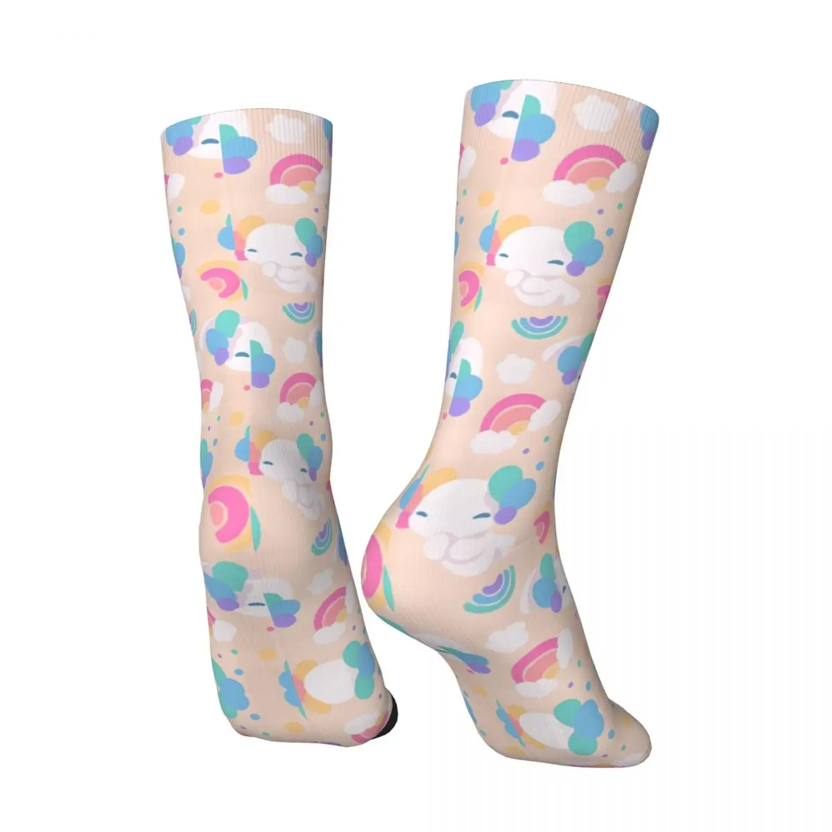 Retro Kawaii Pride The Lotls Rainbow Axolotls By Evy Benita Men's compression Socks Unisex Harajuku Seamless Printed Novelty