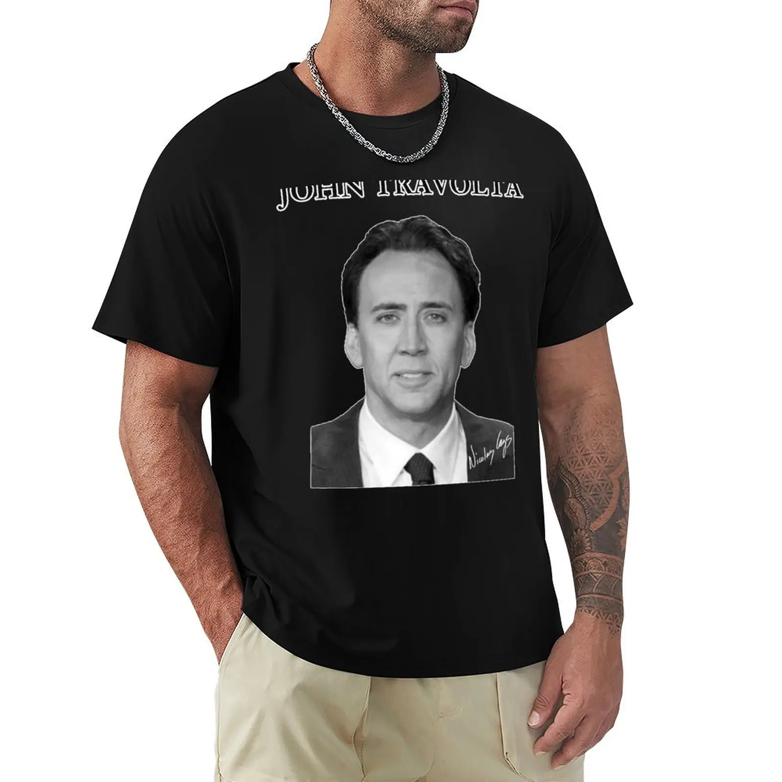 

Nicholas Cage as John Travolta - Nicolas Cage - Nick Cage - Nic T-Shirt Blouse tees luxury designer vintage t shirt men