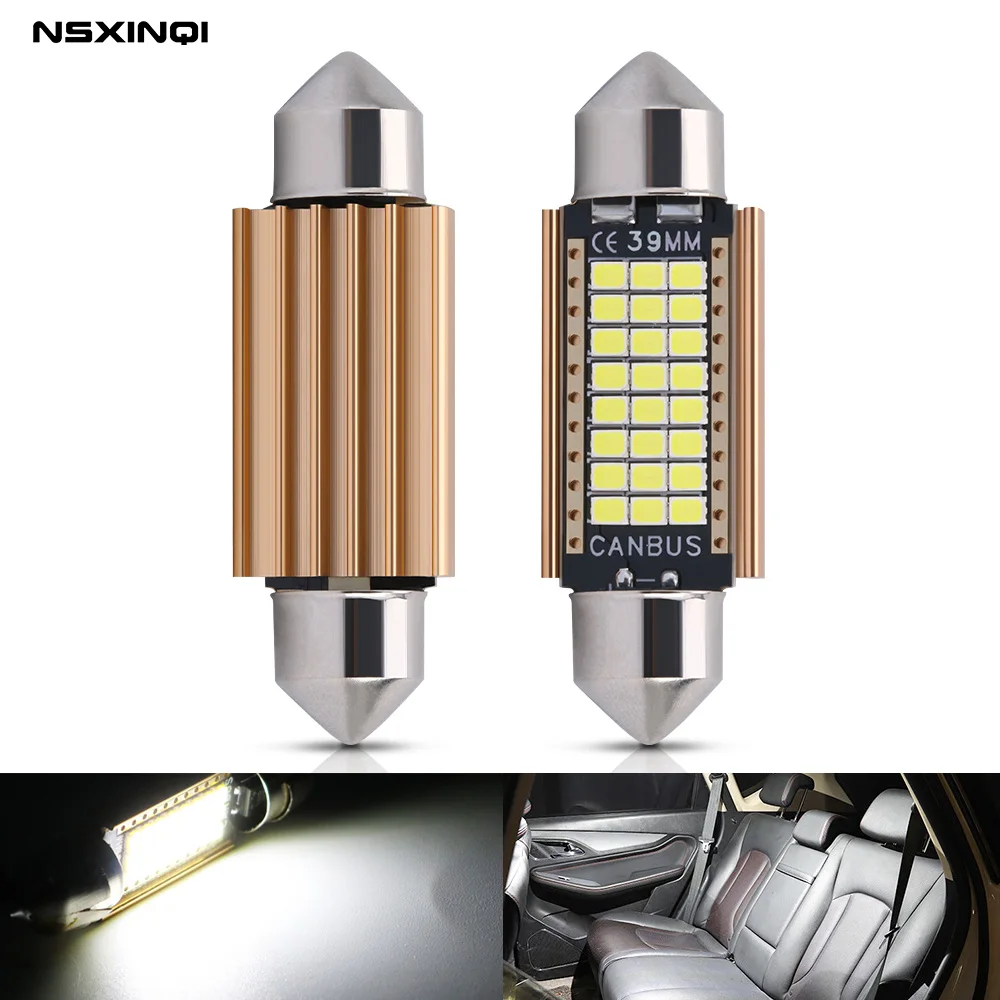 

NSXINQI 2pcs Festoon 31mm 36mm 39mm 41mm LED Car Interior Light C5W 2016 LED Auto Map Roof Reading Lamp Bulbs Canbus 12V