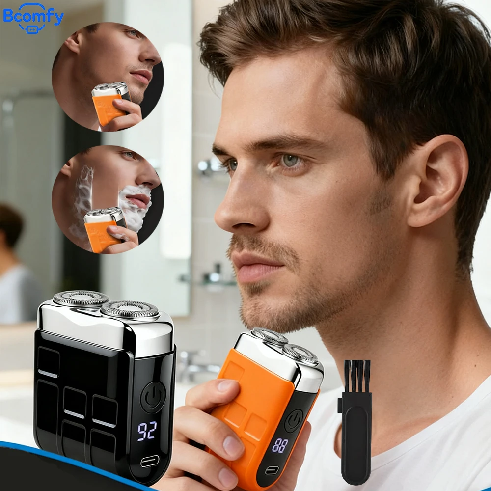 Rasoir électrique pour hommes, tondeuse à barbe intelligente portable, rasoir à double tête rechargeable, rasoir électrique humide et sec