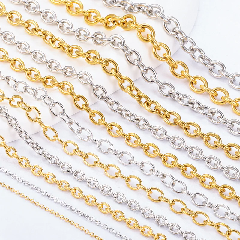 Stainless Steel Oval O-Ring Chain Jewelry Gold Color Chain DIY Accessories Necklace Bracelet Fashion Chain Accessories