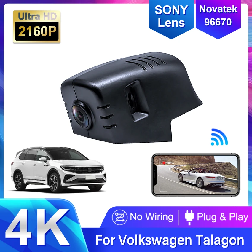 4K HD 2160P Car DVR Plug and Play Dash Cam Camera WIFI Video Recorder For Volkswagen Talagon 380TSI 530TSI 2021,Wireless DashCam