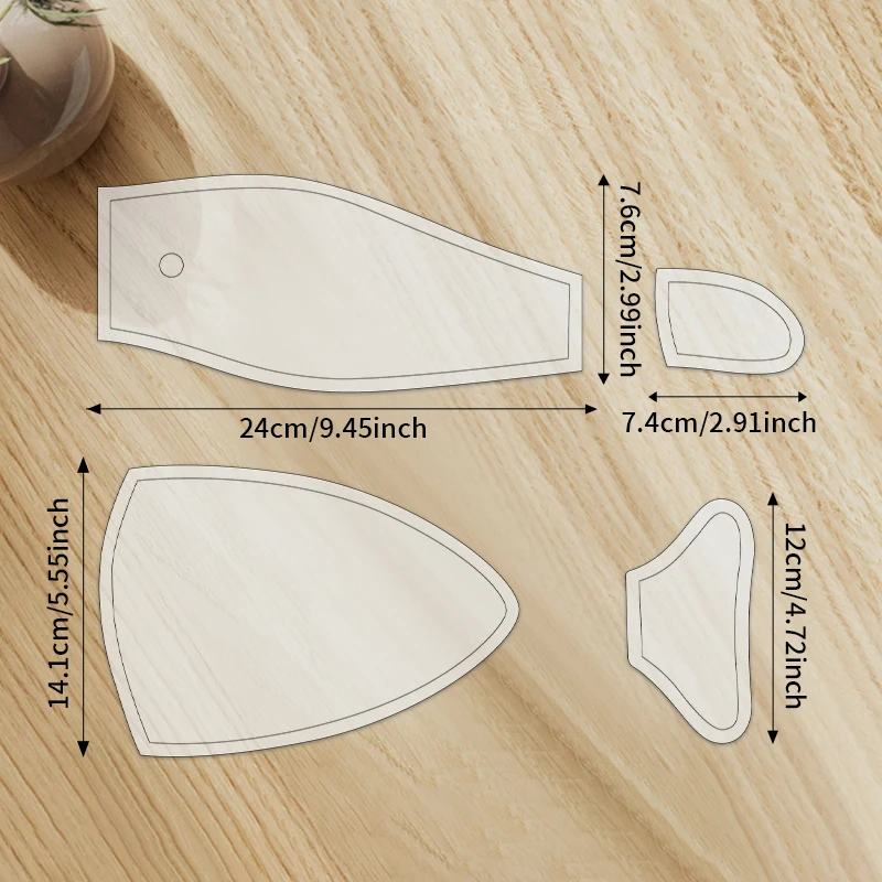 YOMDID 4pcs Adorable Shark Pencil Case Sewing Template DIY Shark Mouth Zipper Pouch Quilting Template Transparent Craft stencil view 6