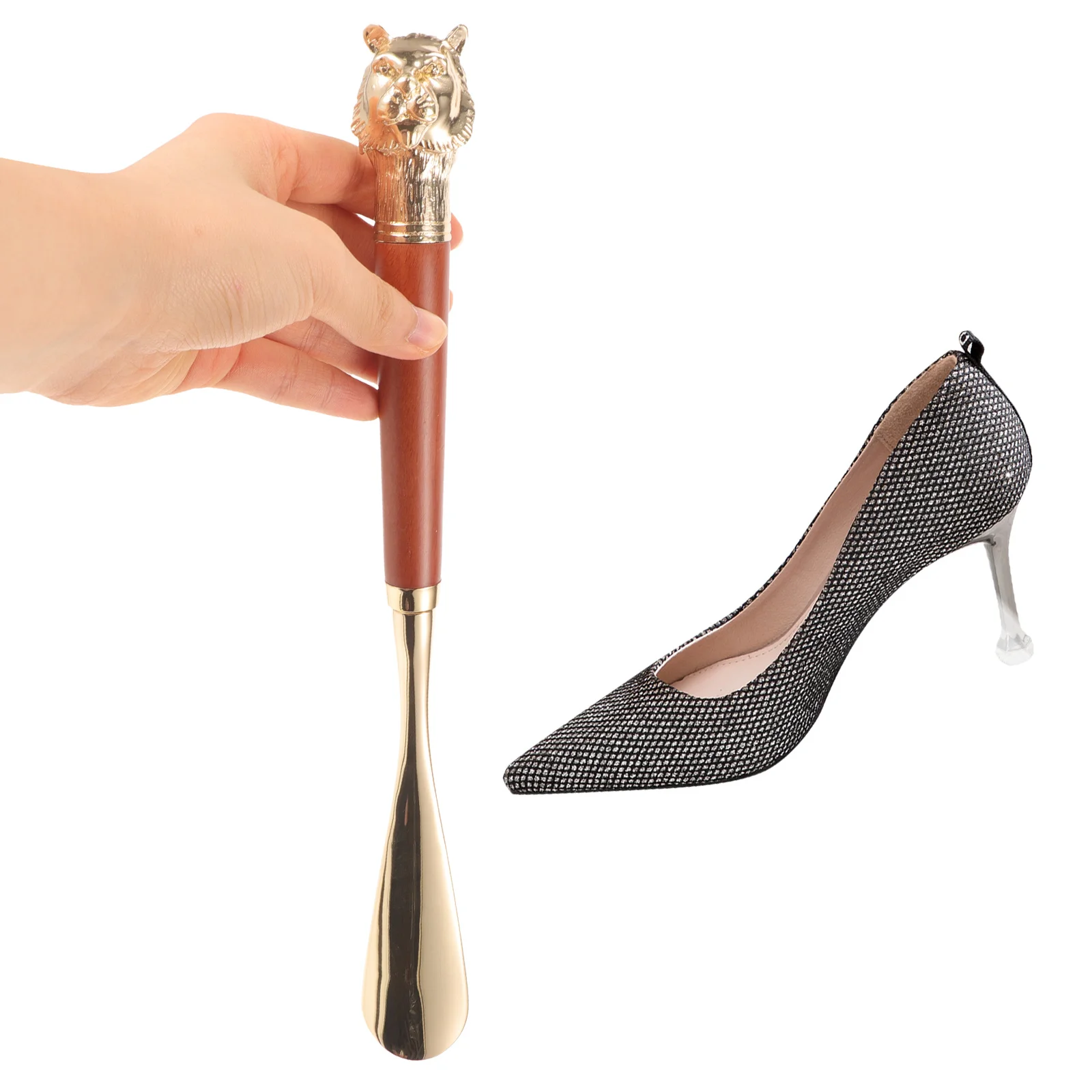 1pcs Long Handle Shoe Horn For Seniors Alloy Beech Wood Extended Boot Shoehorn Portable Travel Shoe Horn For Adults