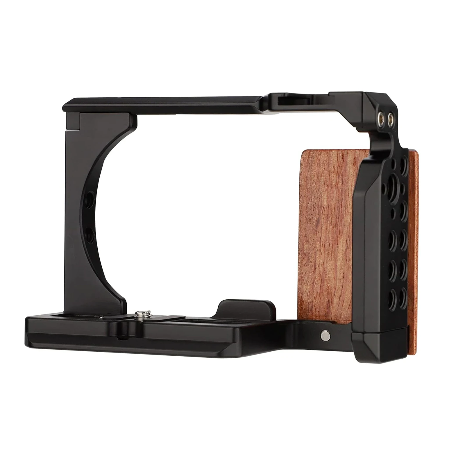 ソニーZV-E10ケージカメラ用Probty木製ハンドル付きコールドシュー、ソニーZV-E10デジタル一眼レフカメラ用ラビットケージサポートブラケット
