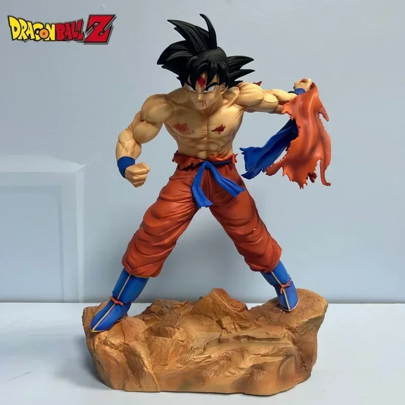 

34cm Dragon Ball Super Saiyan Real Handmade Gk Tear Off Clothes Sun Wukong Battle Scene Statue Collection Edition Model Kid Gift