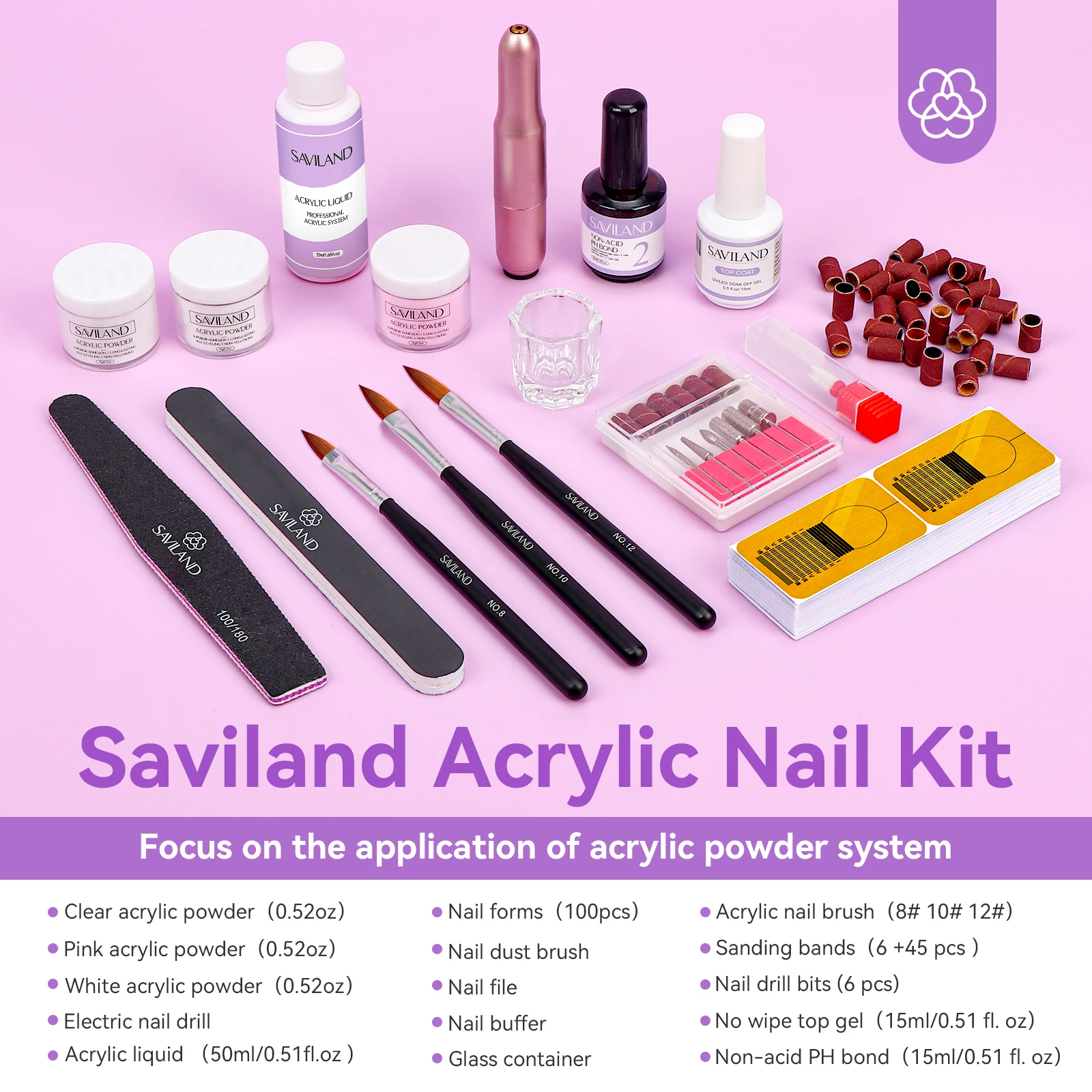 Saviland Nagel Acrylpoeder En Vloeibare Monomeerset Met Elektrische Nagelboormachine Acryl Nagelbenodigdheden Gereedschap Voor Nail Art