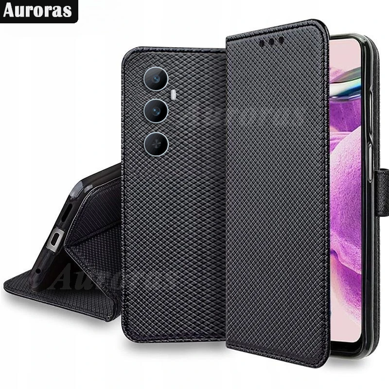 

Auroras For Realme C65 5G Flip Case Card Pocket Wallet Magnetic Leather Fall Prevention Back Cover For Realme C67 C63 C61 Shell