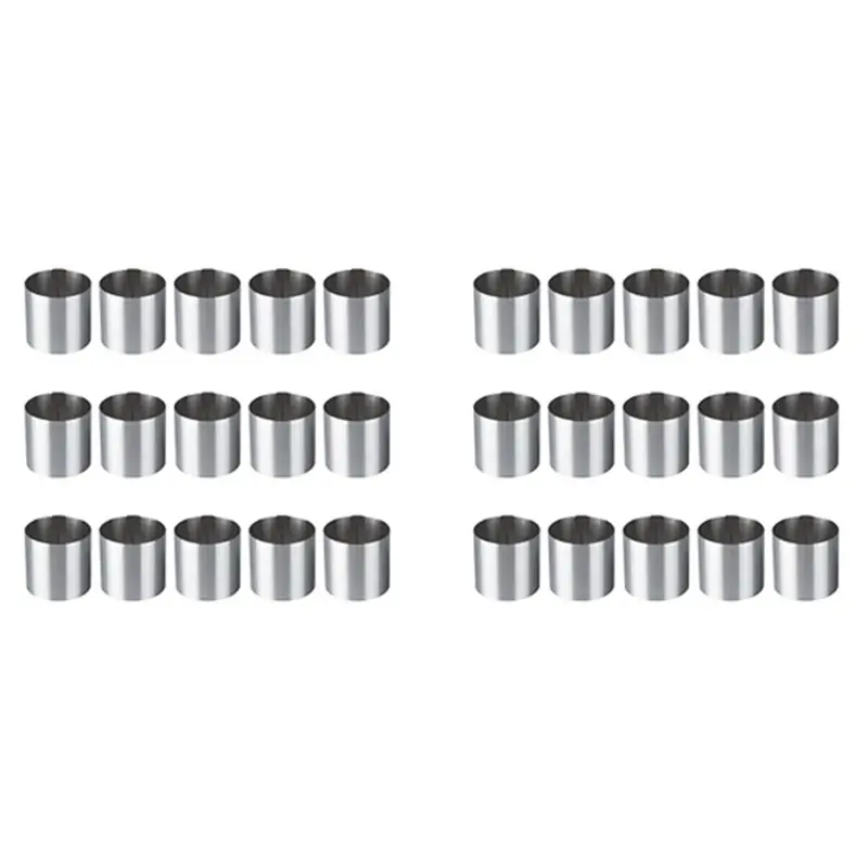 FAST-30 Pieces Stainless Steel Mousse Rings Round Biscuit Cutter Cake Mold Kitchen Baking Pastry Tool For Tart,Fondant,Etc