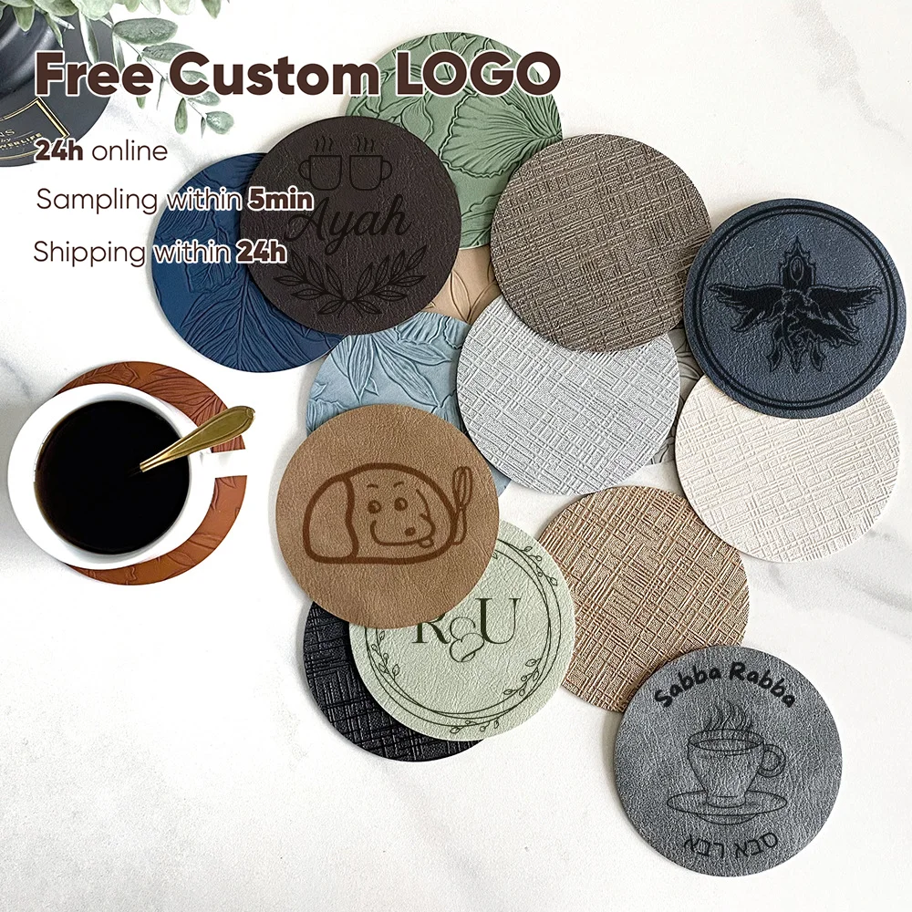 

1PCS Light Luxury Circular Leather Coaster with Anti Slip Heat-insulating Kitchen Coasters Tea Coffee Pad Wedding Birthday Gift