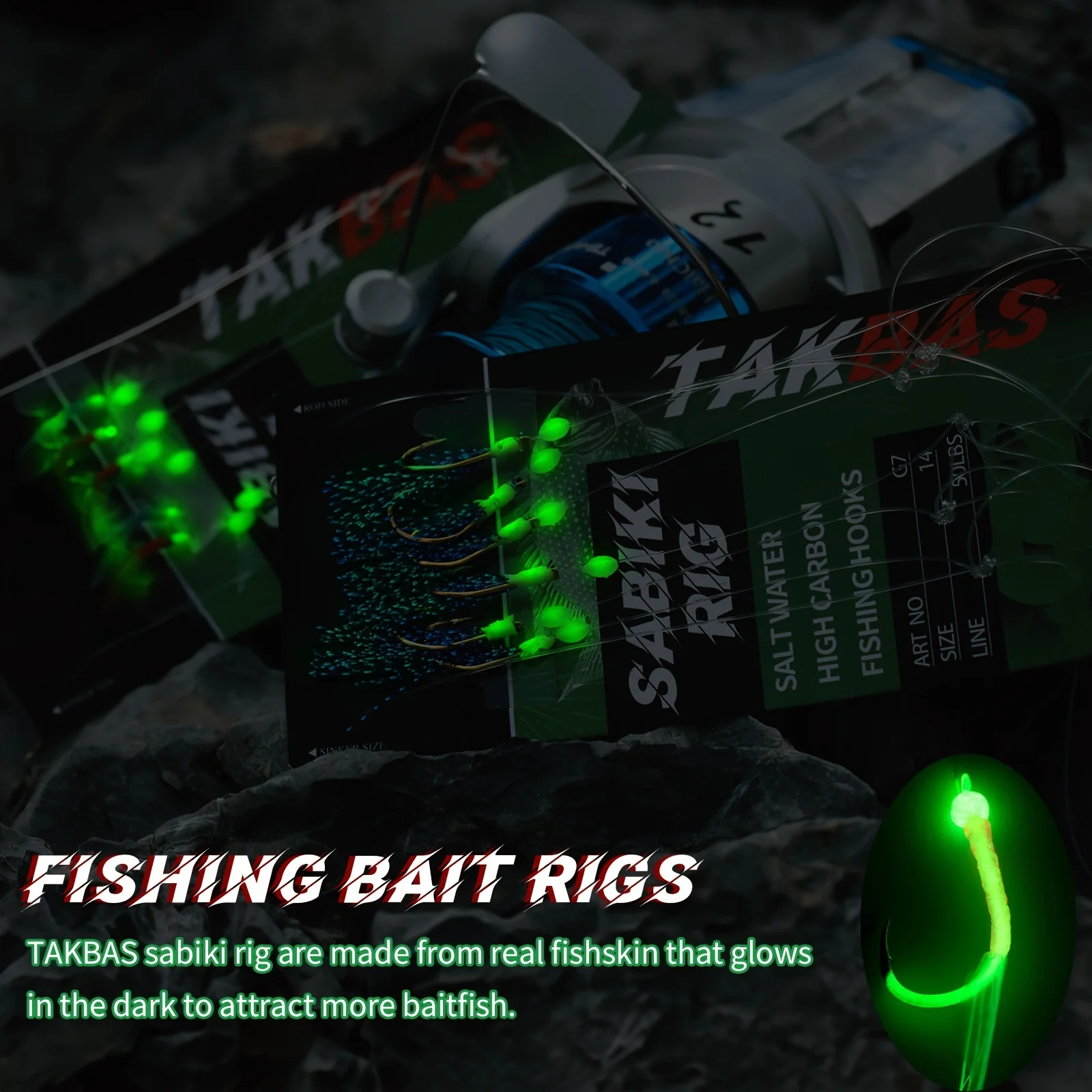 10Packs Sabiki Rigs, Saltwater Fishing Bait, Real Fish Skin Feathered Hooks For Freshwater, Flasher Sabiki Rig For Mackerel