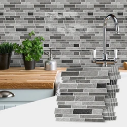 Gray Marble Tile Stickers DIY Mosaic Kitchen Living Room Pvc Wall Stickers Wallpaper Waterproof Self-Adhesive