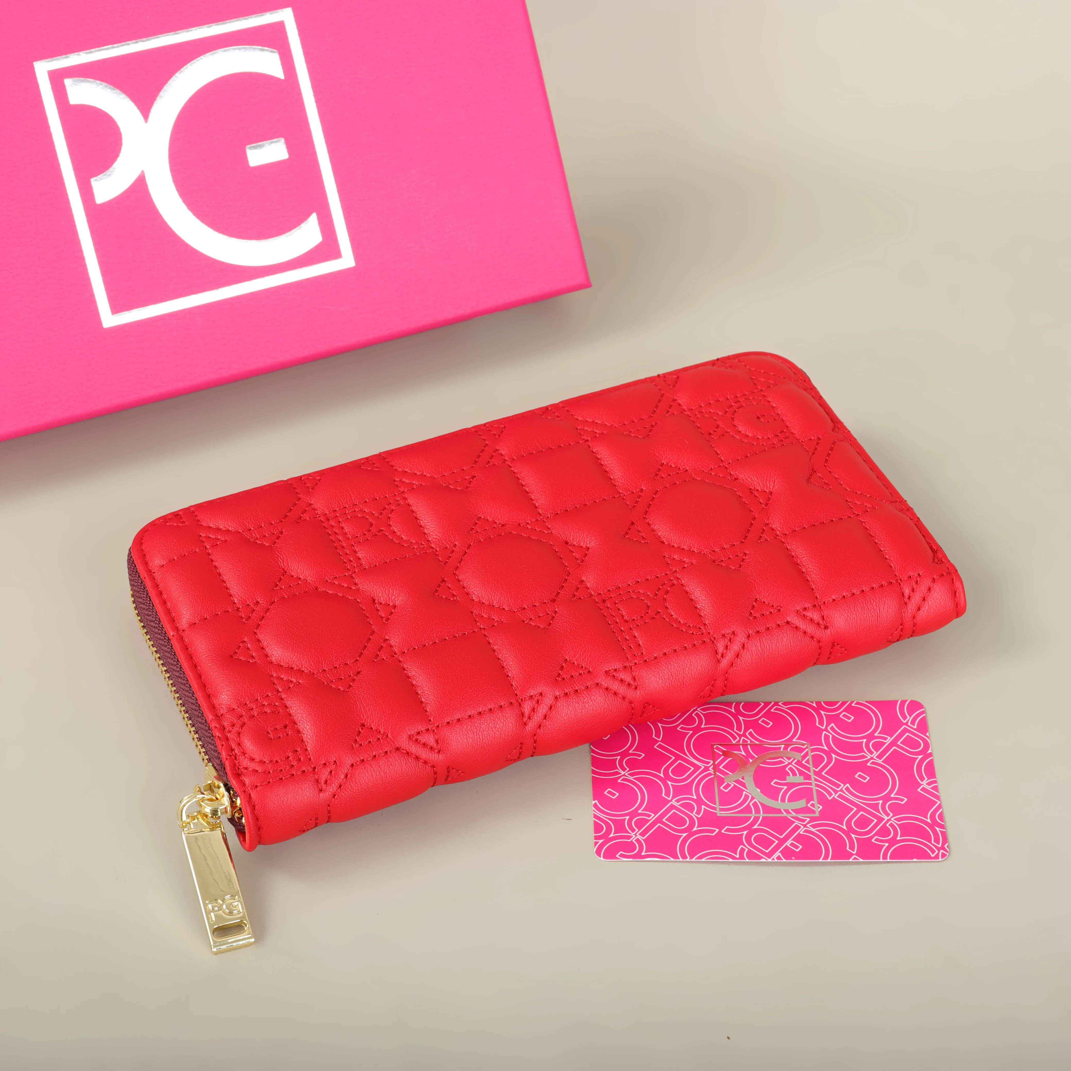 PG Women's Wallet Large Capacity Wallet Rectangular Card Holder Purse with Zipper for/Evening/Woman/Cellphone/Lady/Party