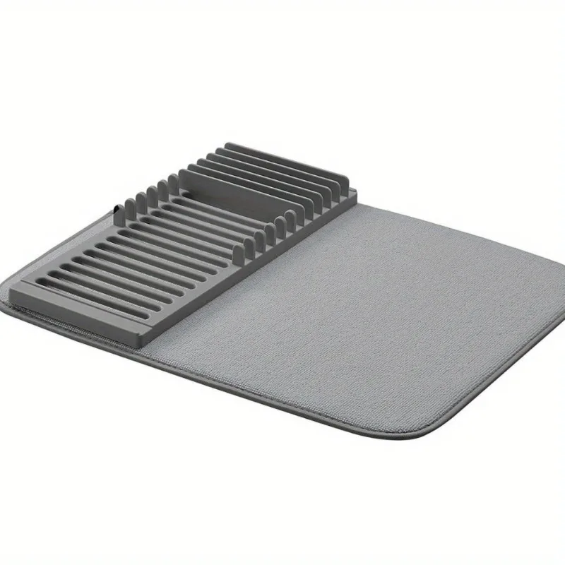 

1pc Dark Grey Draining Rack Multifunctional Drying Mat Draining Mat Dish Draining Microfibre Absorbent Mat Pot Lid Holder