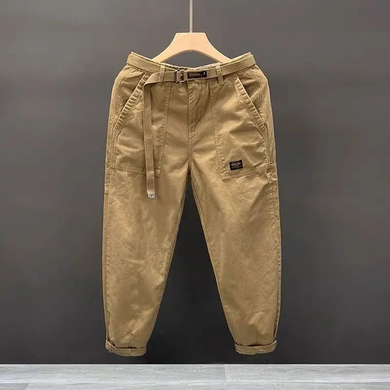 Shopping Mall Closed Clearance Pure Cotton Straight Cargo Casual Pants Men's Autumn American vintage Large Pocket Harlan Work...