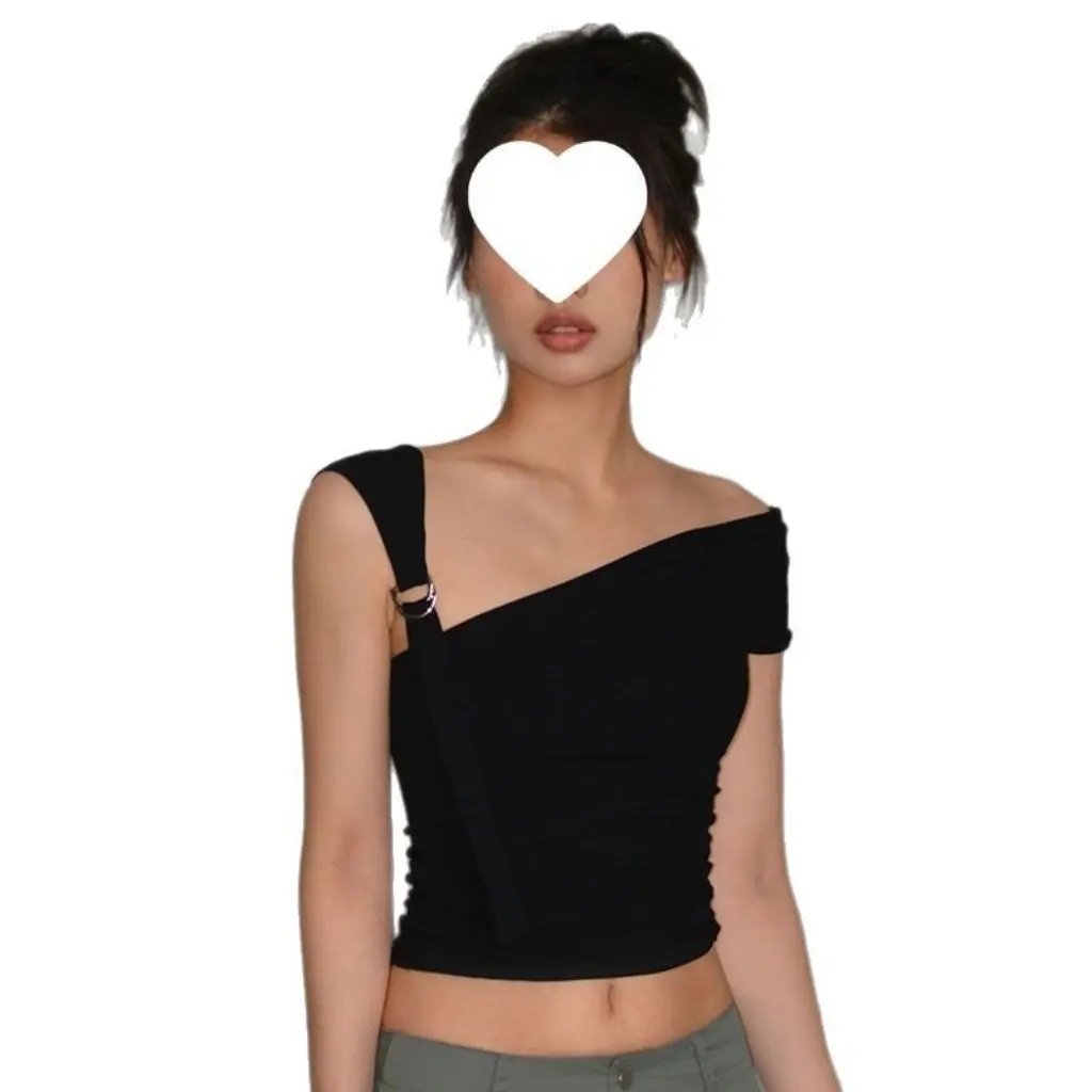 

Women's Slim-fit Short-sleeved T-shirt Pure Cotton Design Sense Top for Summer New Style Hot Girls Slimming Fashion