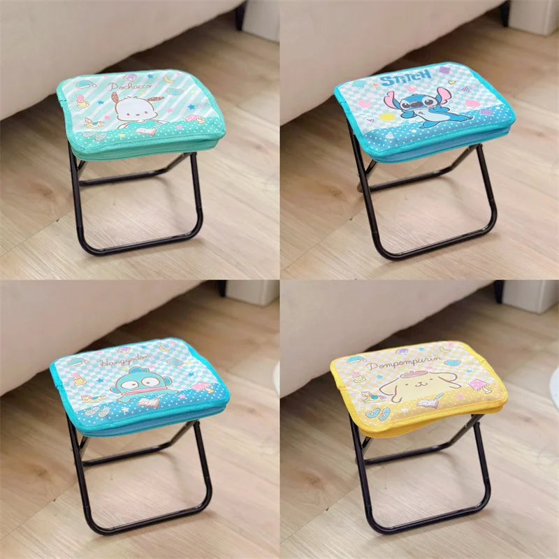 Nuevo lindo Hello Kitty Kuromi My Melody Oxford tela Camping silla plegable Anime Sanrio corazón femenino conveniente taburete plegable regalos