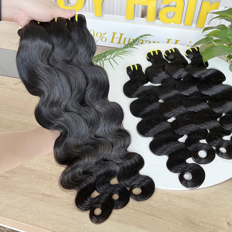 Super Double Drawn Body Wave Bundles, Cabelo humano, Cabelo Natural Virgem, Weave Bundles, Encaracolado, 15A, 1 Pc, 2 Pcs, 3 Pcs, 4 Pcs