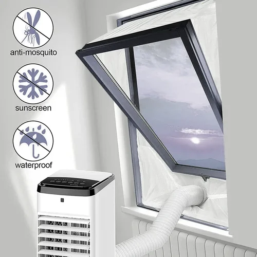 Imagen 1 del producto Paño de sellado de aire acondicionado móvil, cerradura de aire Universal, sello de ventana, placa de tela, sello de ventana Airlock con Kit de sellado de salida con cremallera