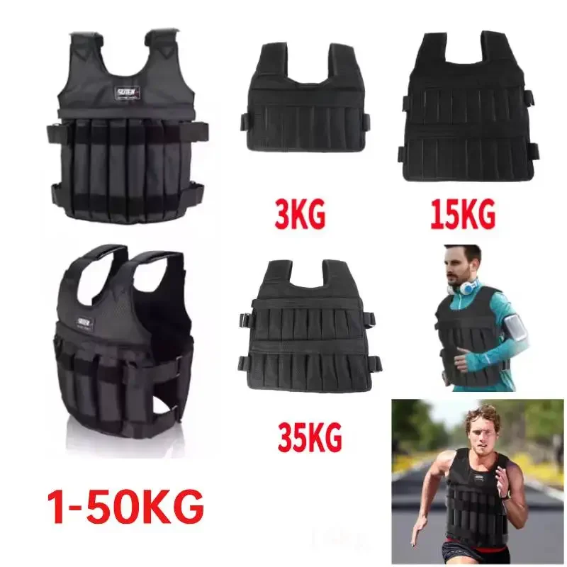 3/15/35/50kg Weight Training Suit Empty Bag Fitness Running Vest Adjustable Weight Jacket Workout Equipment for Workout Jogging