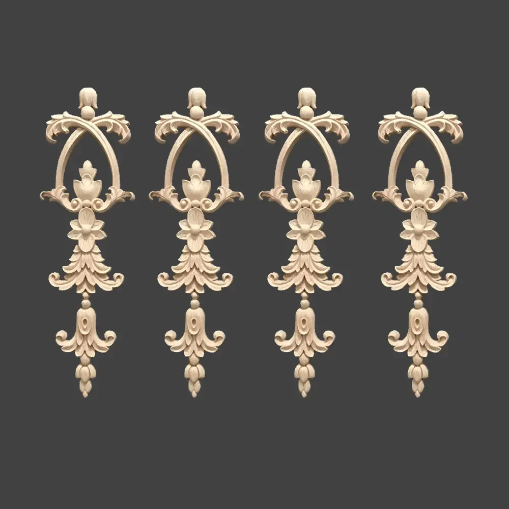 4Pcs European Style Unpainted Woodcarving Decal Home Decoration Accessories Furniture Carved Corner Applique Window Door Decor