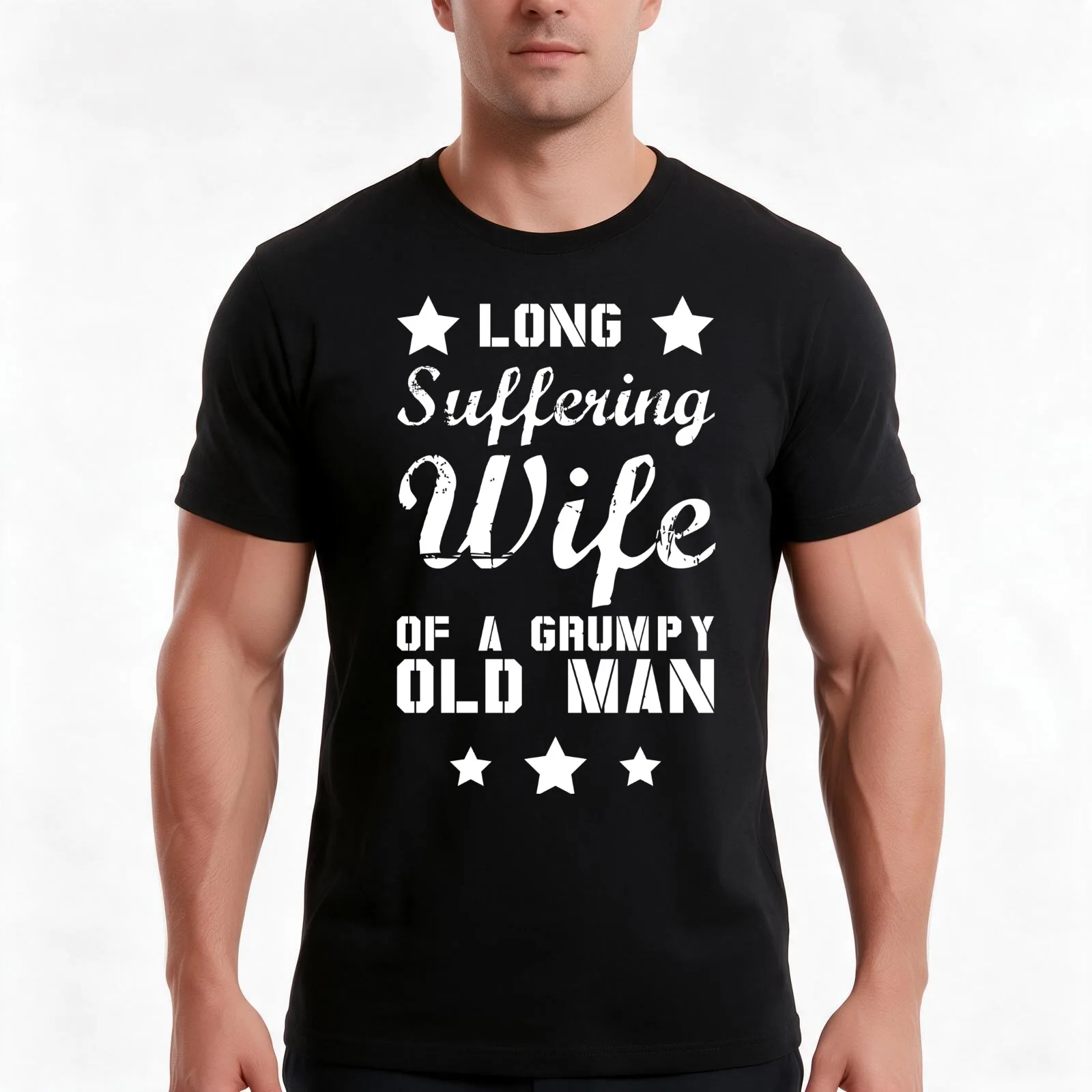 Long Suffering Wife of a Grumpy old man T-Shirt, Summer Casual Cotton Tee, Oversized Streetwear Tops, Vintage Graphic Print