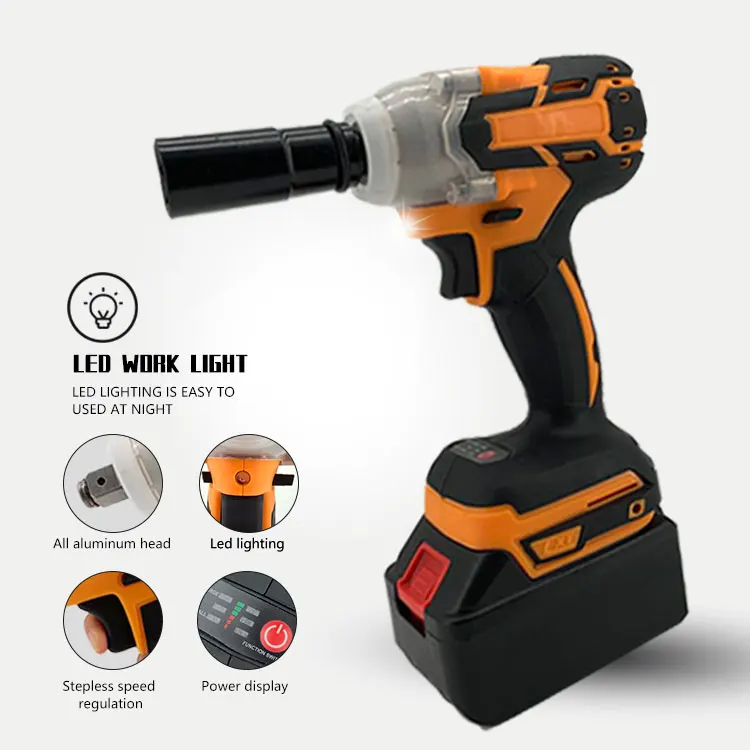 GUANG CHEN Brushless Motor High Torque 320NM 2000mah Battery Cordless Impact Wrench For Socket