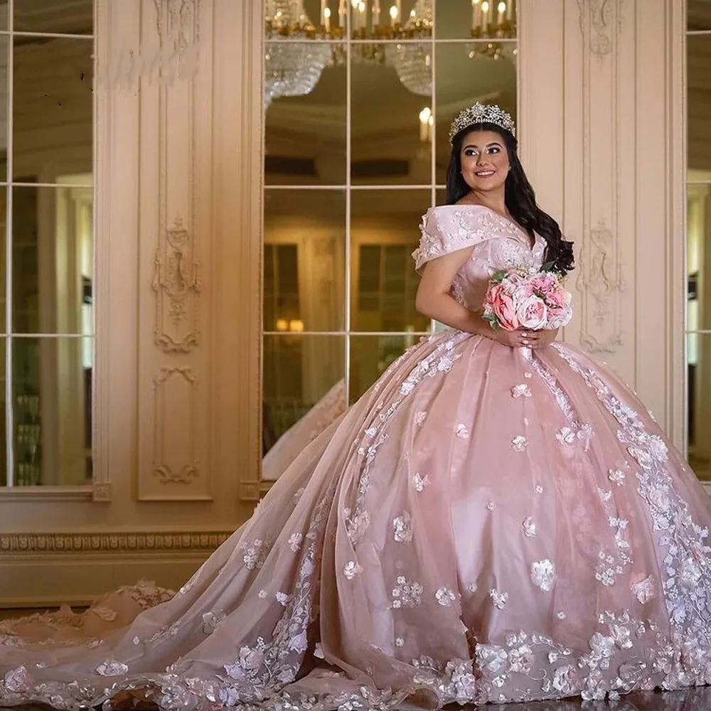 

Розовое бальное платье принцессы, платья Quinceanera, милое платье с блестящим жемчугом, Vestidos De Anos для дня рождения