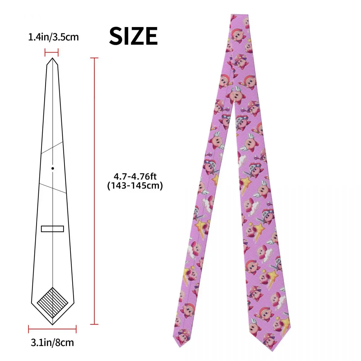 Aangepaste klassieke Super Star K-Kirbyes cartoons stropdas voor feestmannen manga stropdassen