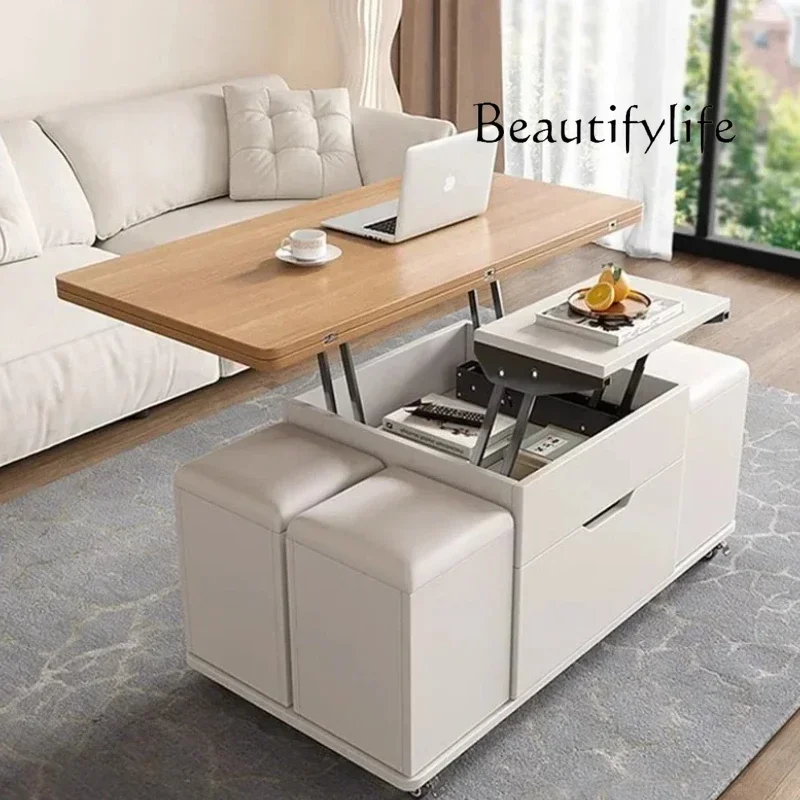 

E Modern White Nordic Coffee Table Wood Storage Rectangle Minimalist Coffee Table Multifunction Wooden Mesa Auxiliar Furniture