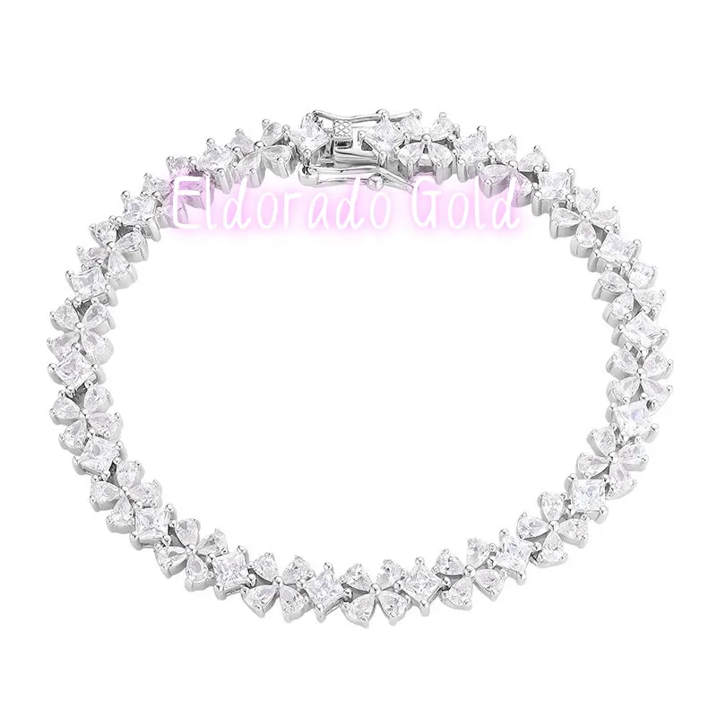 

Eldorado Gold Luxury Solid Platinum PT950 Full Diamond Moissanite Diamond Lucky Grass Bracelet Ins Niche Design Flower Bracelet