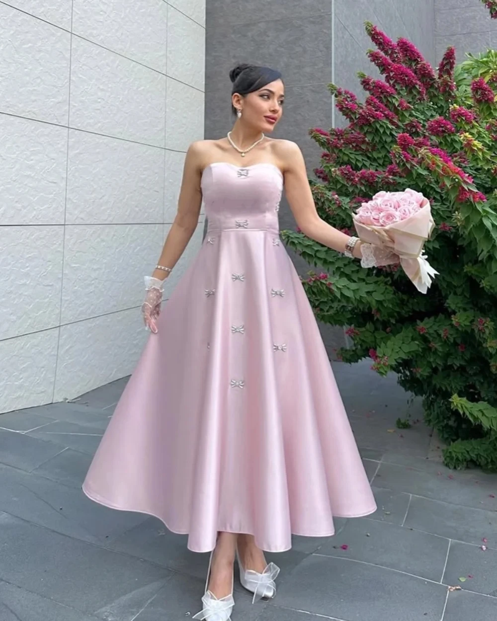 

Pink Sweetheart Beaded Long Bespoke Occasion Gown Evening Dresses Prom Pastrol Unisex Jersey Retro Dubai Saudi Arabic Customized