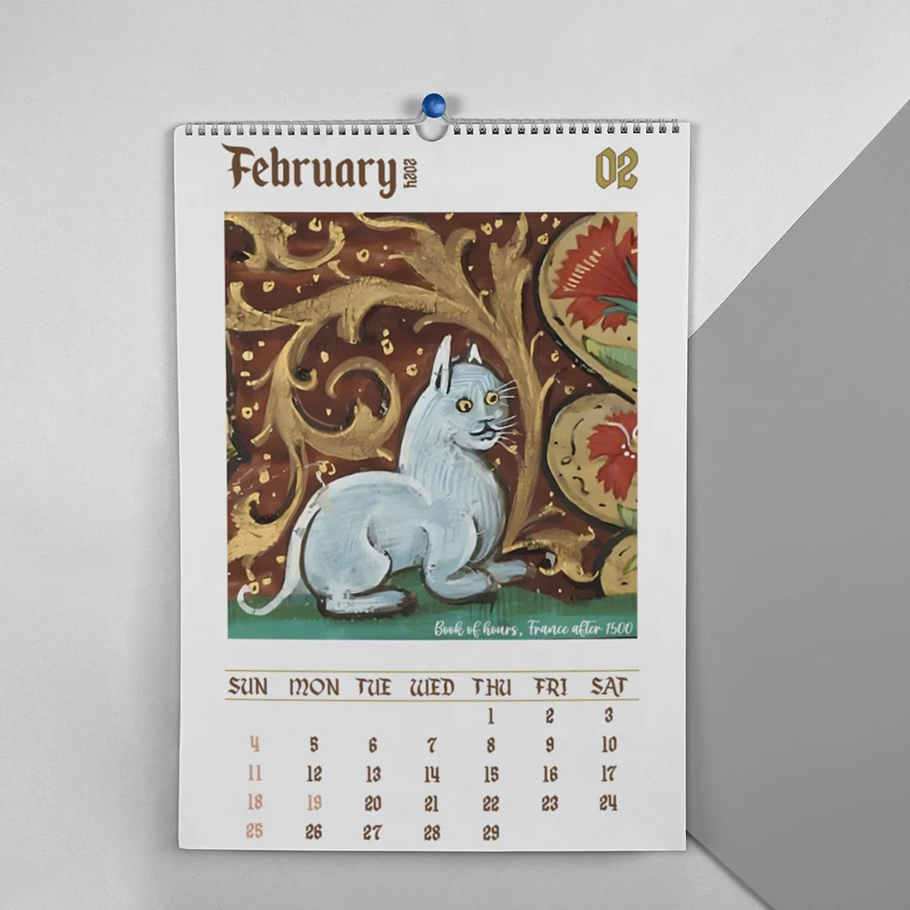 Calendario con patrón de gato para sala de estar, calendario de planificación práctico y a la moda, regalo de cumpleaños