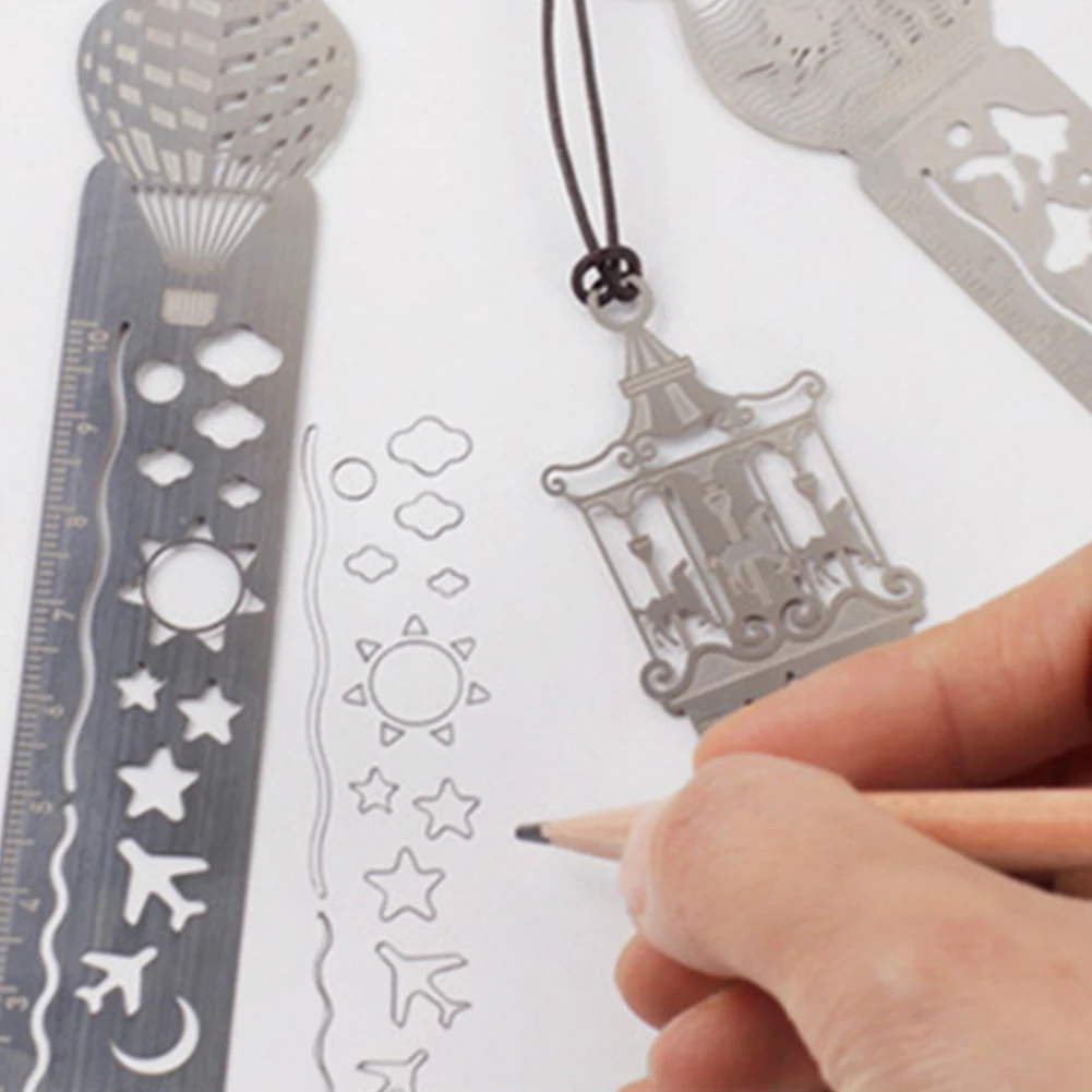 Пустотелые металлические закладки для книг линейка креативная многофункциональная Изысканная картина Шаблон трафарет Случайная Доставка