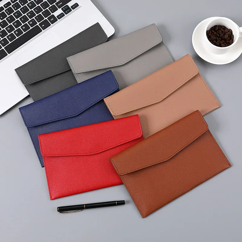 K KJOY Leather Document Bag A5 Envelope Document Holder Quality PU Leather A6 Document Pouch Femme Document Organizer File Bag