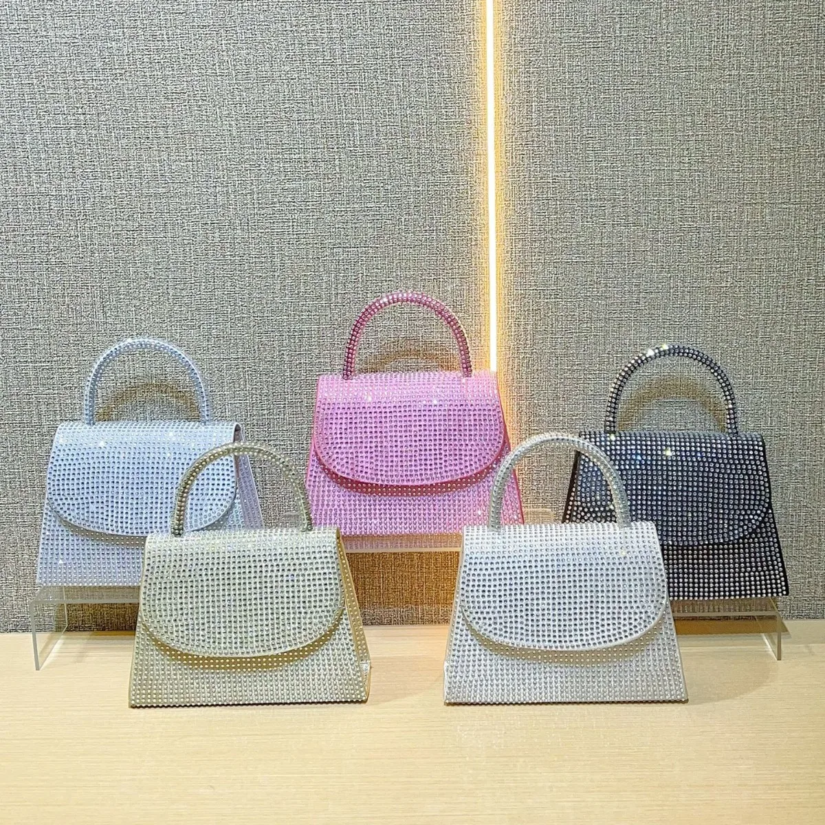 J52 Sweet Memory Bags Diamond Small Square Bag, Simple and Shiny Luxury Wrist Banquet Bag, Women's Handbag