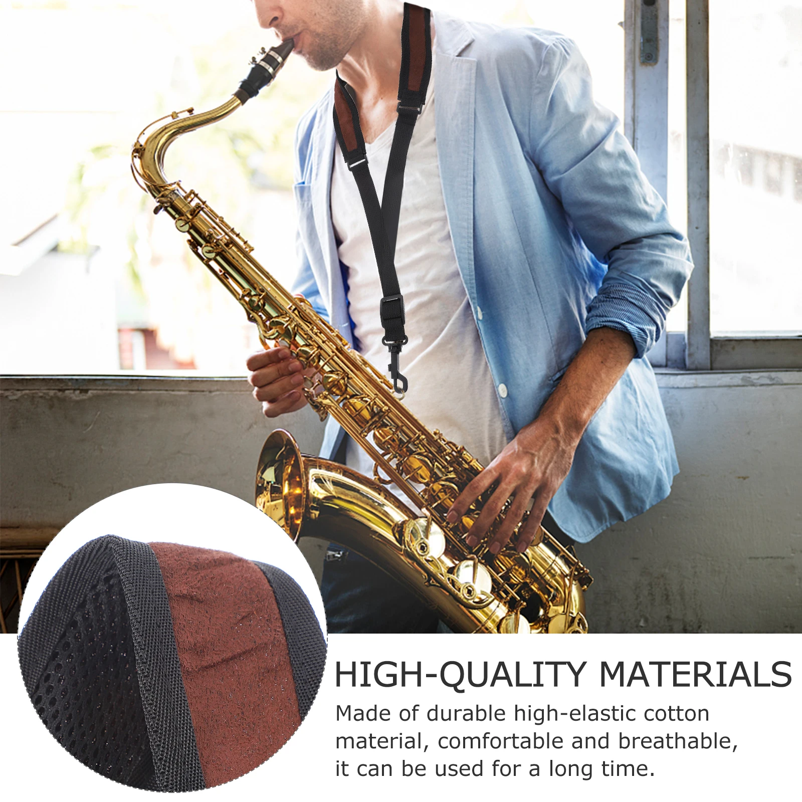 

Saxophone Strap Neck Alto Adjustable Strip Neckband for Tenor Suspenders Straps