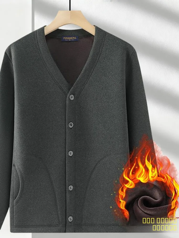 الرجال Thiened Fce اصطف ort القطن Jaet شتاء دافئ ملابس داخلية سليم صالح أبي الملابس ألياف البوليستر Busin عادية #3