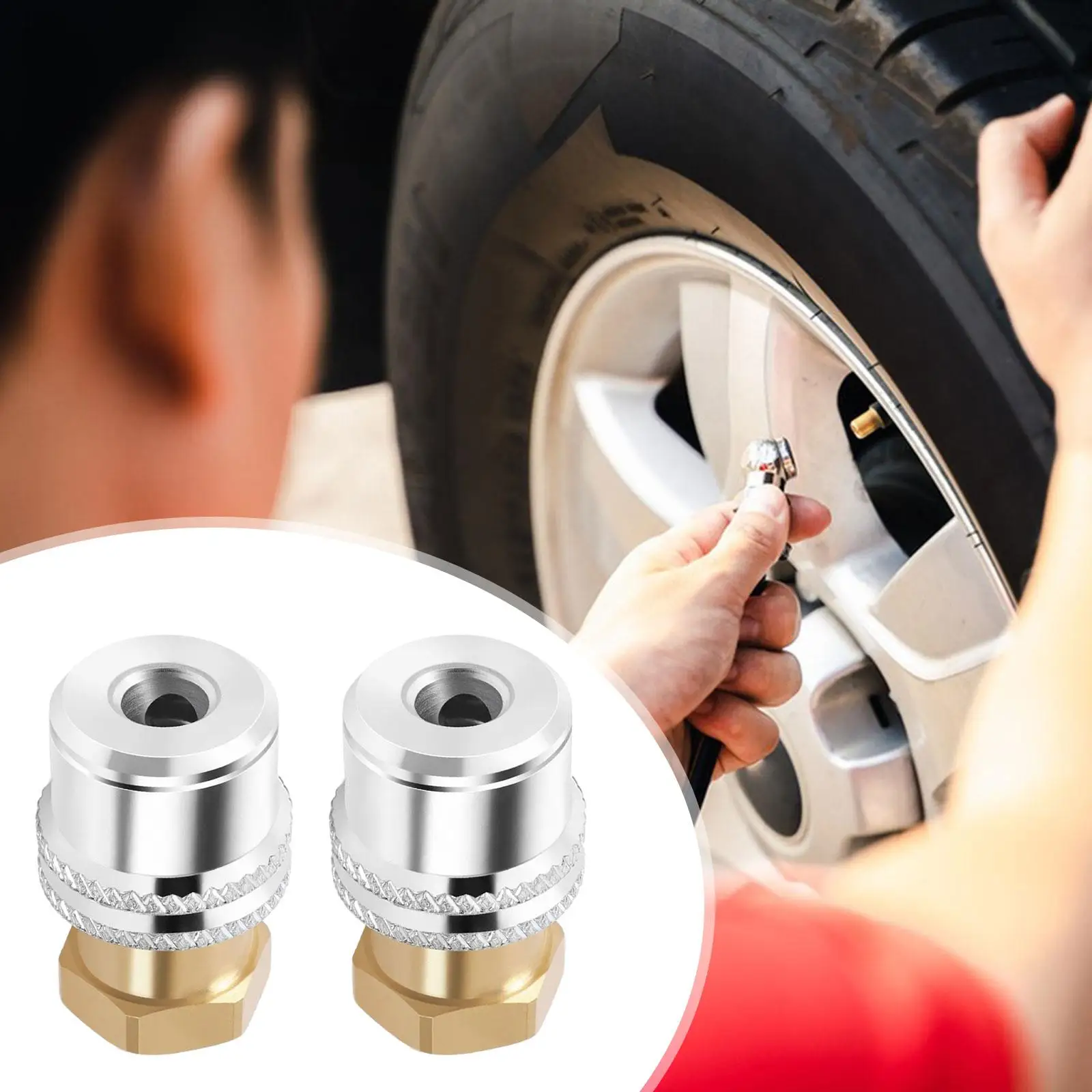 2Pcs Locking Air Chucks Easy to Use Heavy Duty Brass Locking Tire Air Chucks