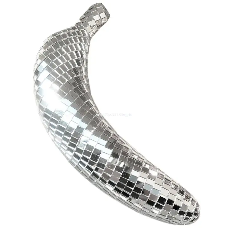 Mirrored Discos Reflective Banana Statue Ornament for Party Dance Table Decors Dropship