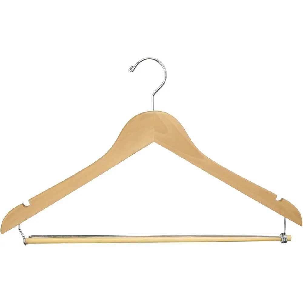 

Набор из 100 натуральных деревянных вешалок с хромированными крючками и пружинным фиксатором