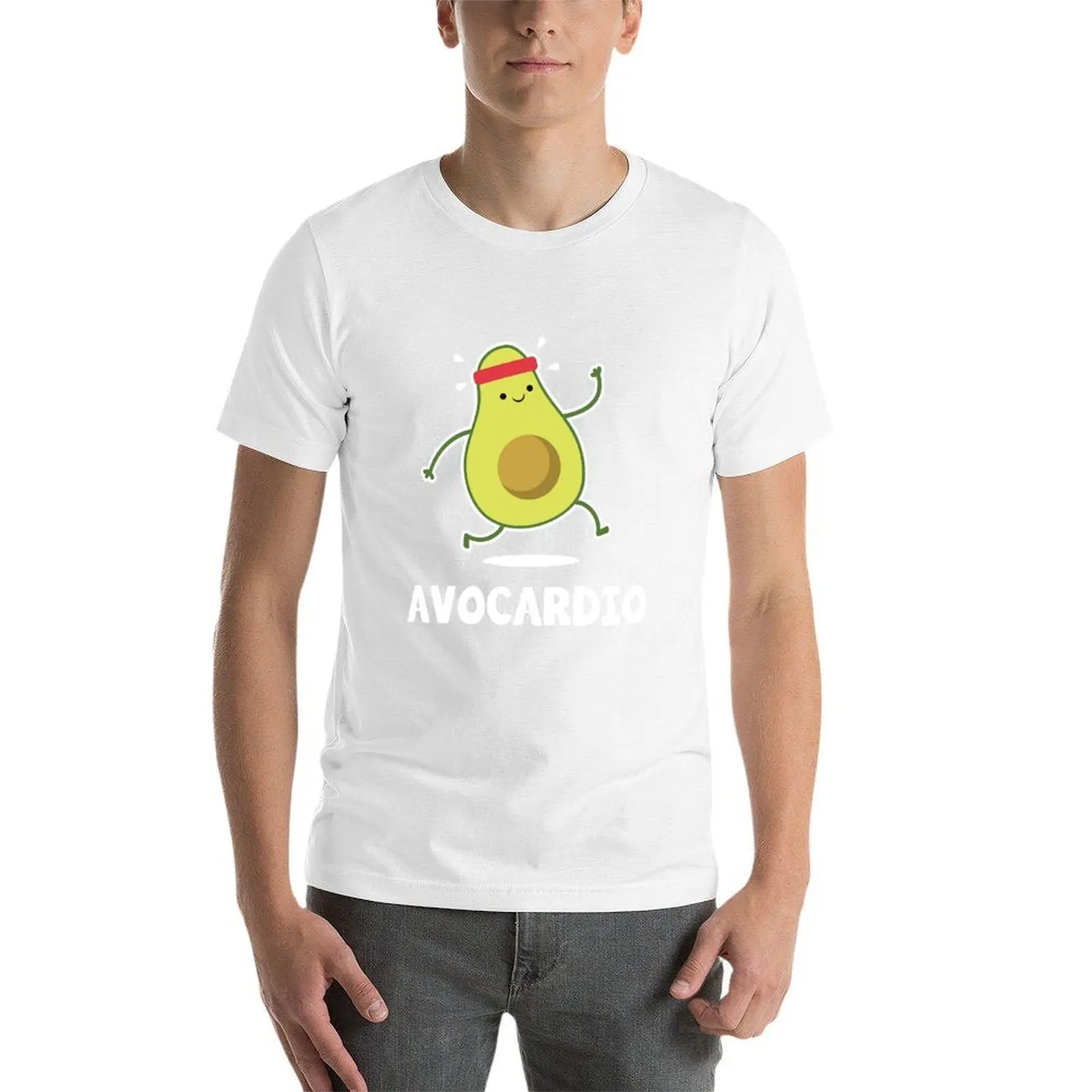 Avo cardio engraçado treino frutas tropicais abacate camisa homem t camisa de algodão pesado anime camiseta