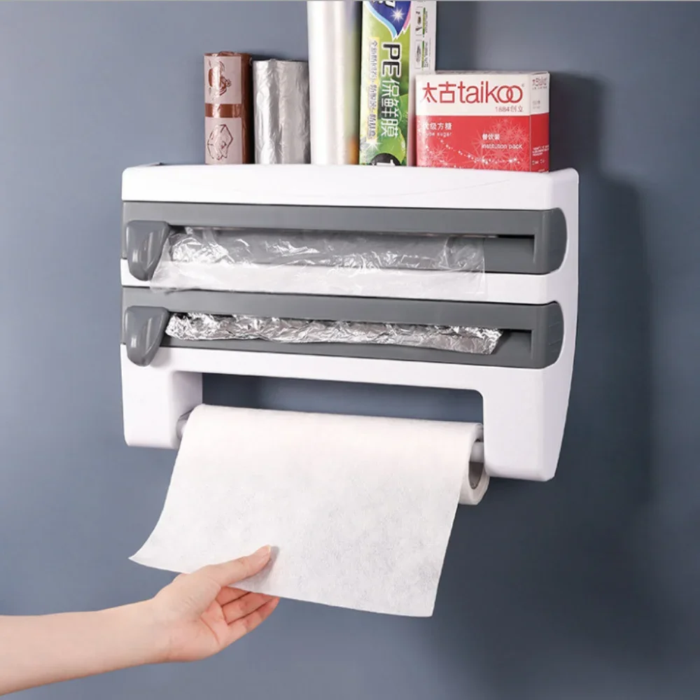 Organizador 4 en 1 de pared con cortador de film transparente - imagen 2