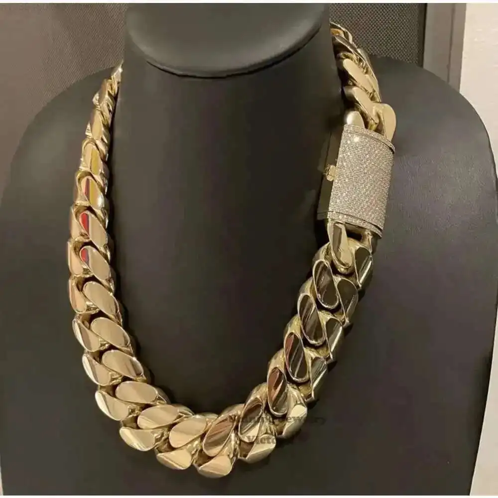

Custom Hip Hop Jewelry Hand Made 999 Silver 20mm 9inch 26inch Diamond Clasp Miami Cuban Link Chain
