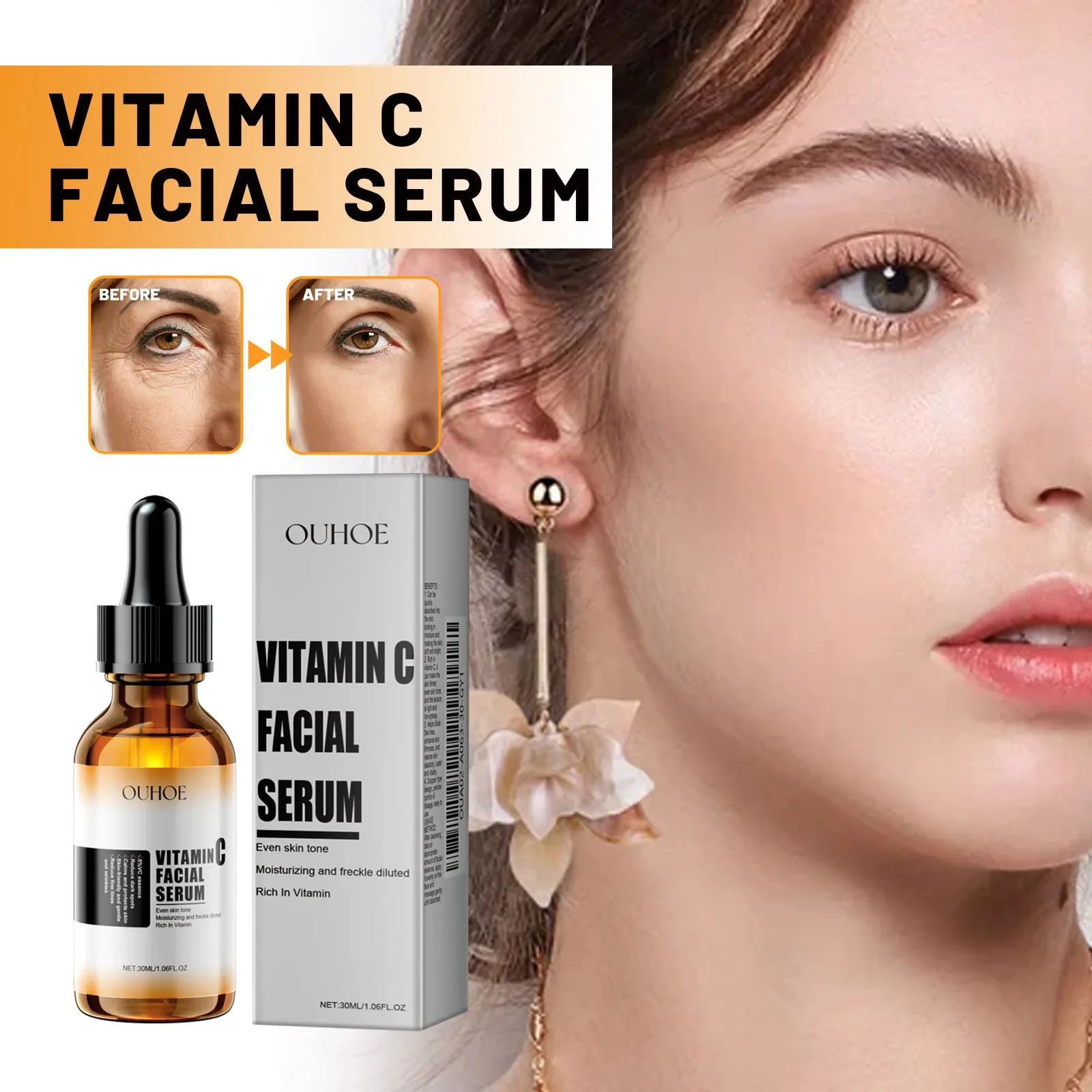 Vitamin C Facial Serum Shrink Pores Fade Fine Lines Brighten Skin Tone Improve Acne Tighten And Moisturize Facial Care Products